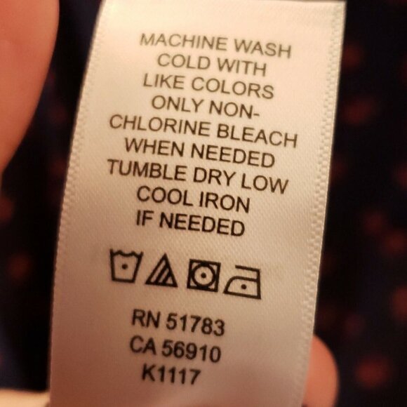 Maurices Womens Navy Red Semi Sheer Faux Wrap Floral Blouse Small - Picture 7 of 7